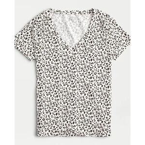 J. CREW Vintage cotton V-neck T-shirt in leopard print Sz S EUC